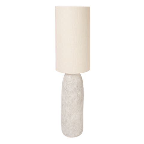 Tall Cylindrical Floor Lamp with Linen Shade