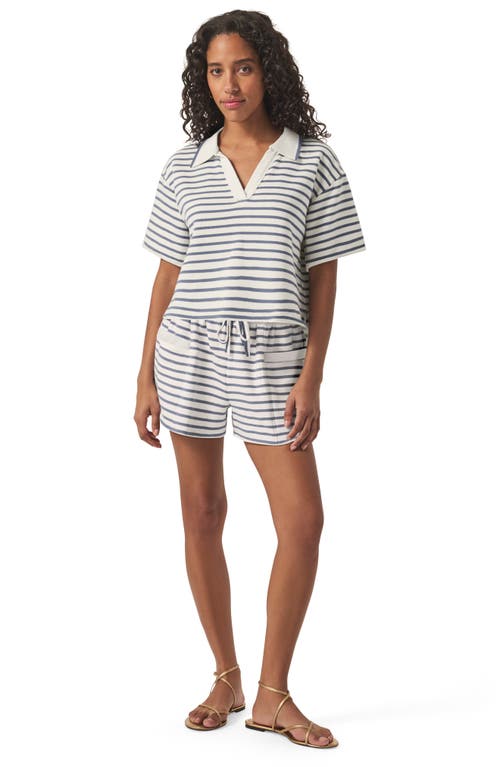 Splendid Cassie Terry Tie Waist Shorts In White/seaport