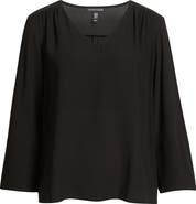 Eileen Fisher Lantern Sleeve Silk Top