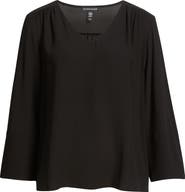 Eileen Fisher Lantern Sleeve Silk Top