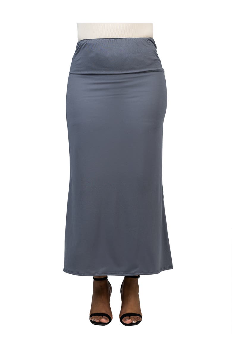 24seven Comfort Apparel Comfortable Foldover Maxi Skirt, Main, color, Charcoal