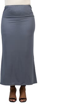 24seven Comfort Apparel Comfortable Foldover Maxi Skirt
