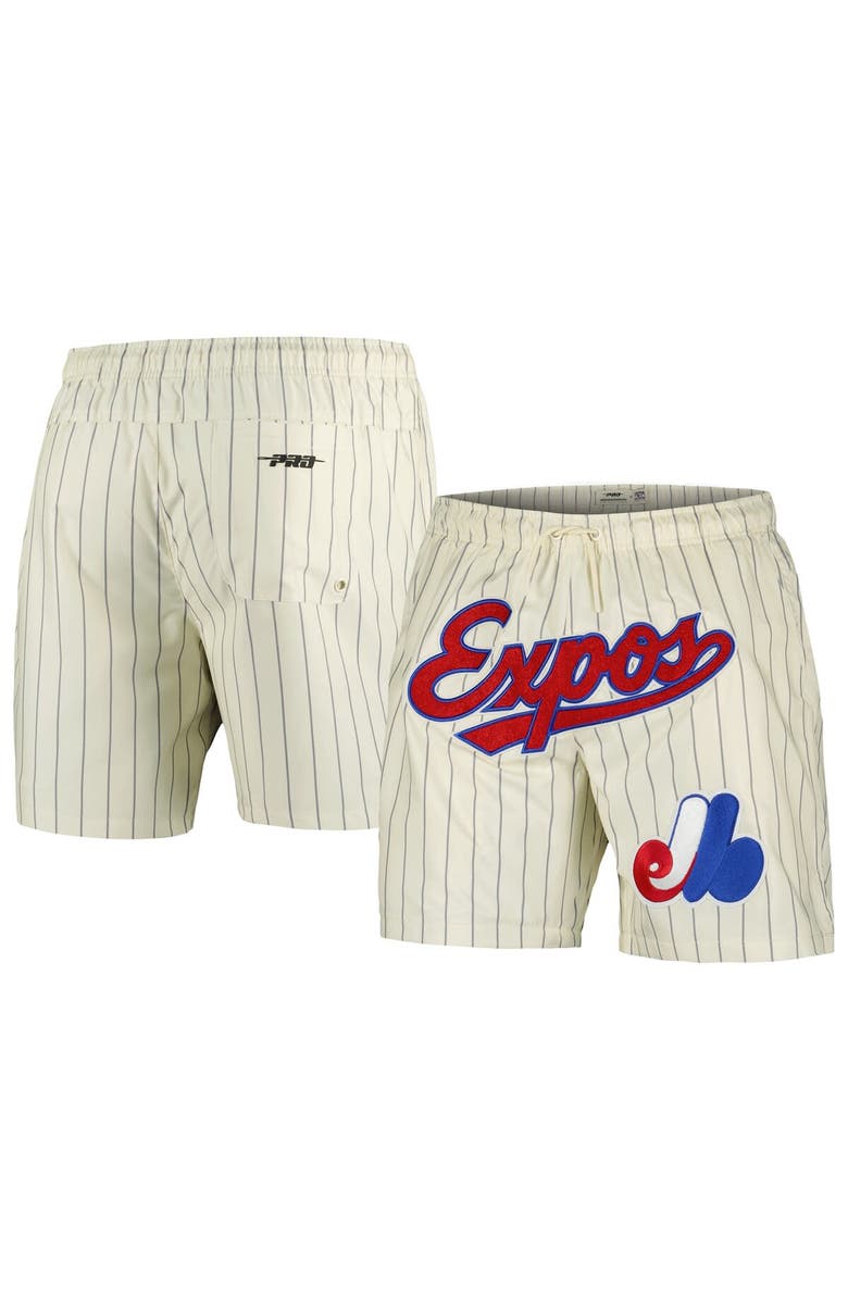 PRO STANDARD Men's Pro Standard Cream Montreal Expos Pinstripe Retro Classic Woven Shorts, Main, color, Cream