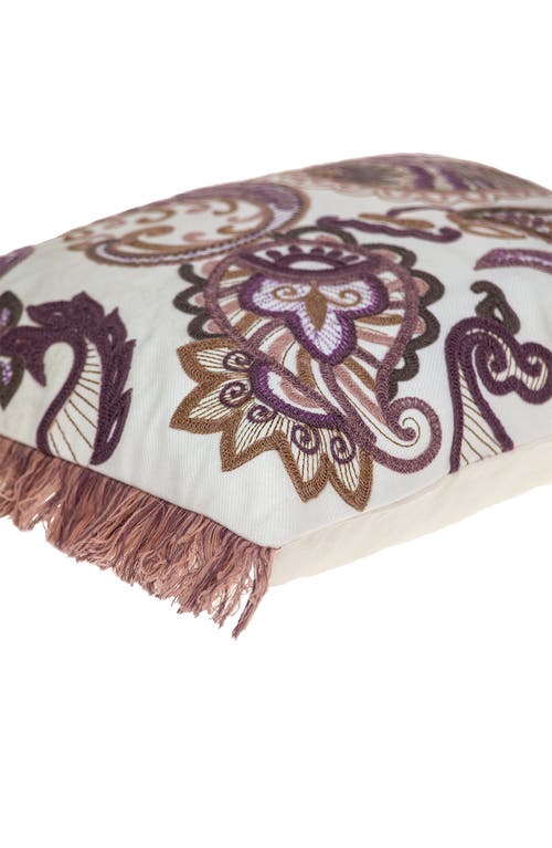 Parkland Collection Paisley Embroidered Accent Pillow In White/ivory Multi