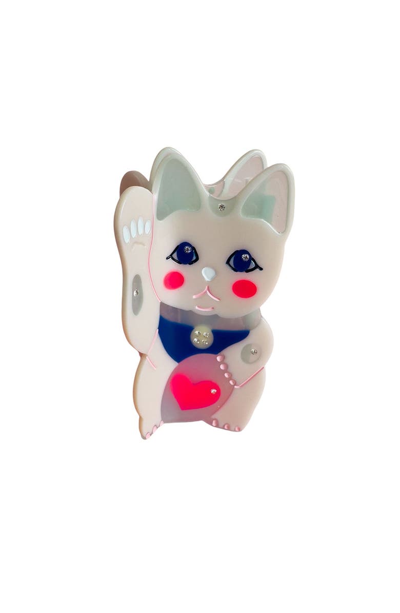 Centinelle Maneki Lucky Cat Hair Claw, Main, color, White