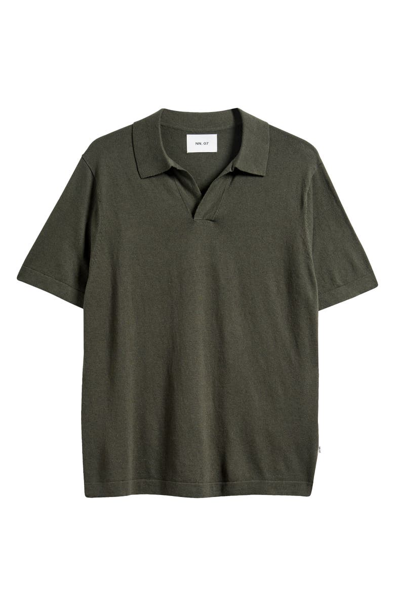 NN07 Ryan 6311 Cotton & Linen Johnny Collar Polo, Alternate, color, Croc Green