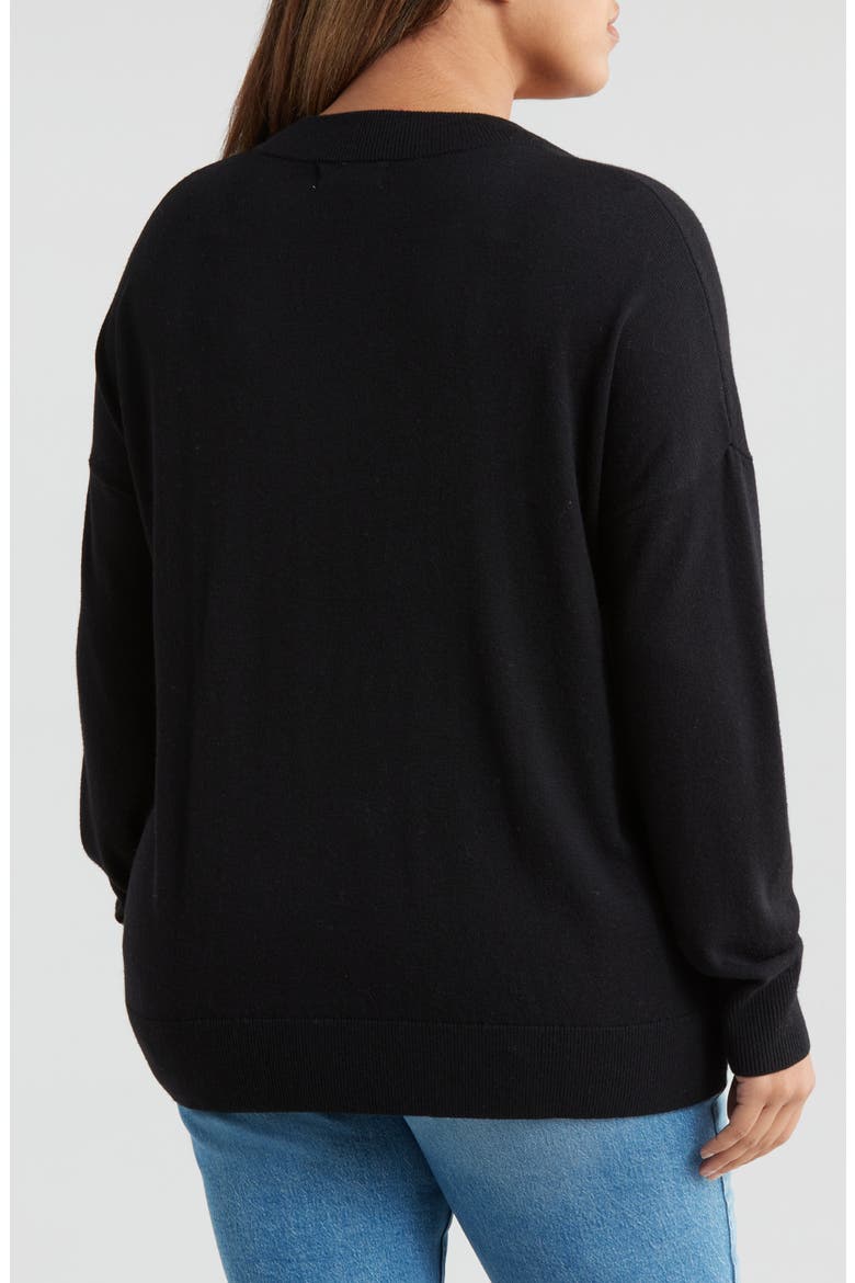Relaxed V-Neck Sweater, Alternate, color, BLACK