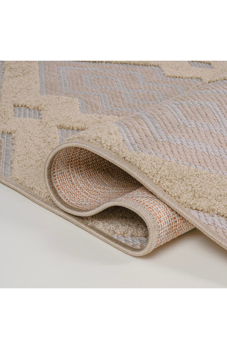 JONATHAN Y Duwun High-Low Pile Ogee Trellis Tone-on-Tone Indoor/Outdoor Area Rug, Alternate, color, Beige/Gray