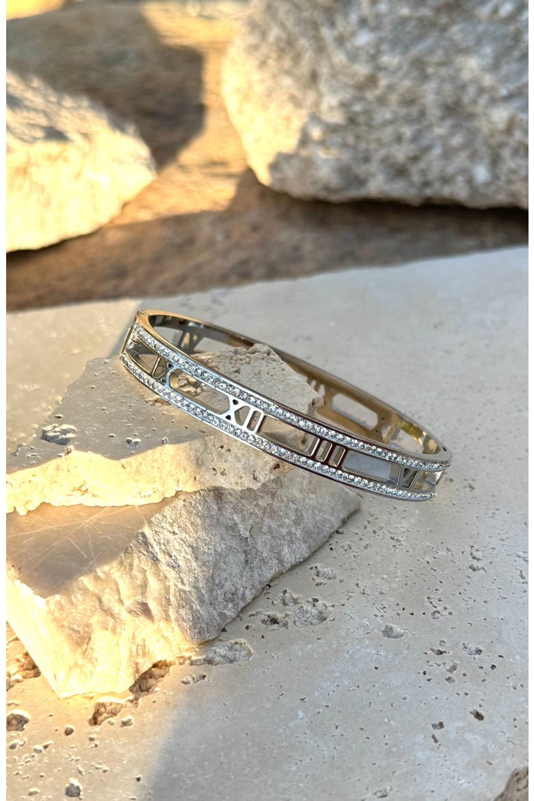 Roman Numeral Bangle Bracelet, Alternate, color, SILVER