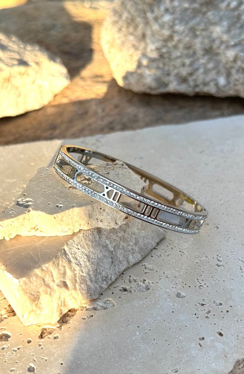 Adornia Roman Numeral Bangle Bracelet, Alternate, color, Silver