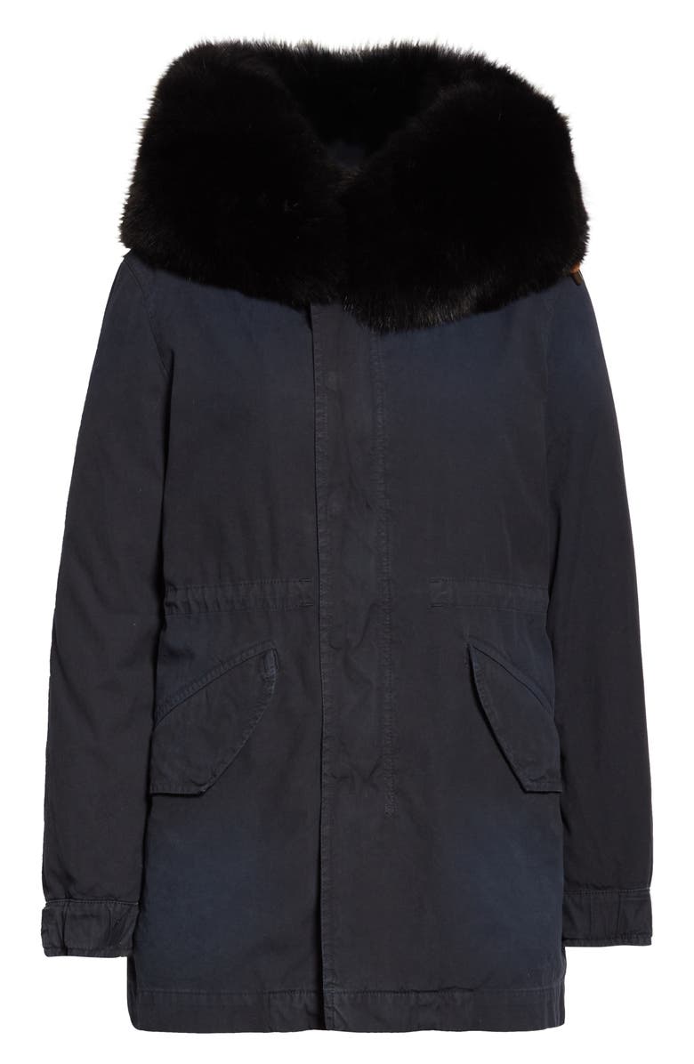 Mr & Mrs Italy Hooded Cotton Parka with Removable Genuine Fox Fur Trim, Alternate, color, 