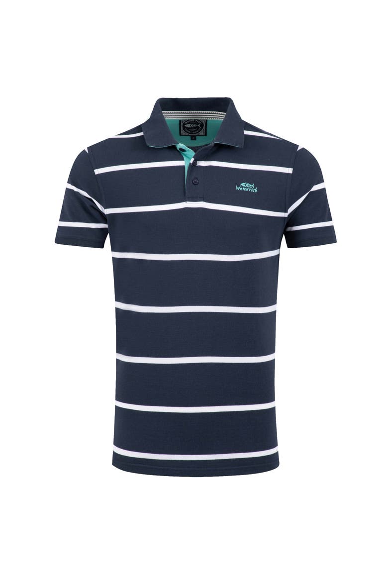Fabian Striped Pique Polo Shirt, Alternate, color, Navy