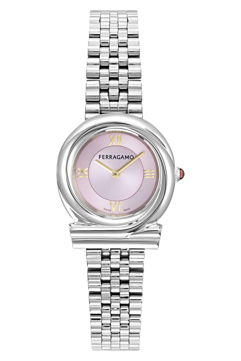 Gancini Twisted Bracelet Watch, 28mm, Main, color, STAINLESS STEEL