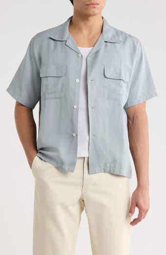 BUCK MASON Draped Linen Deuce Coupe Camp Shirt