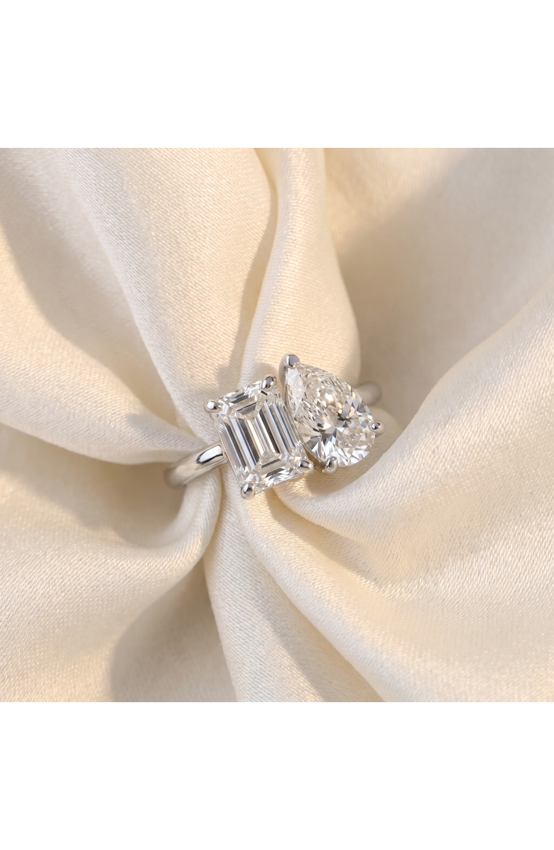 Bliss Diamond 3.50Ct Moi Et Toi Diamond Ring Pear & Emerald Shape 14k Gold Lab Grown, Alternate, color, 14K White Gold