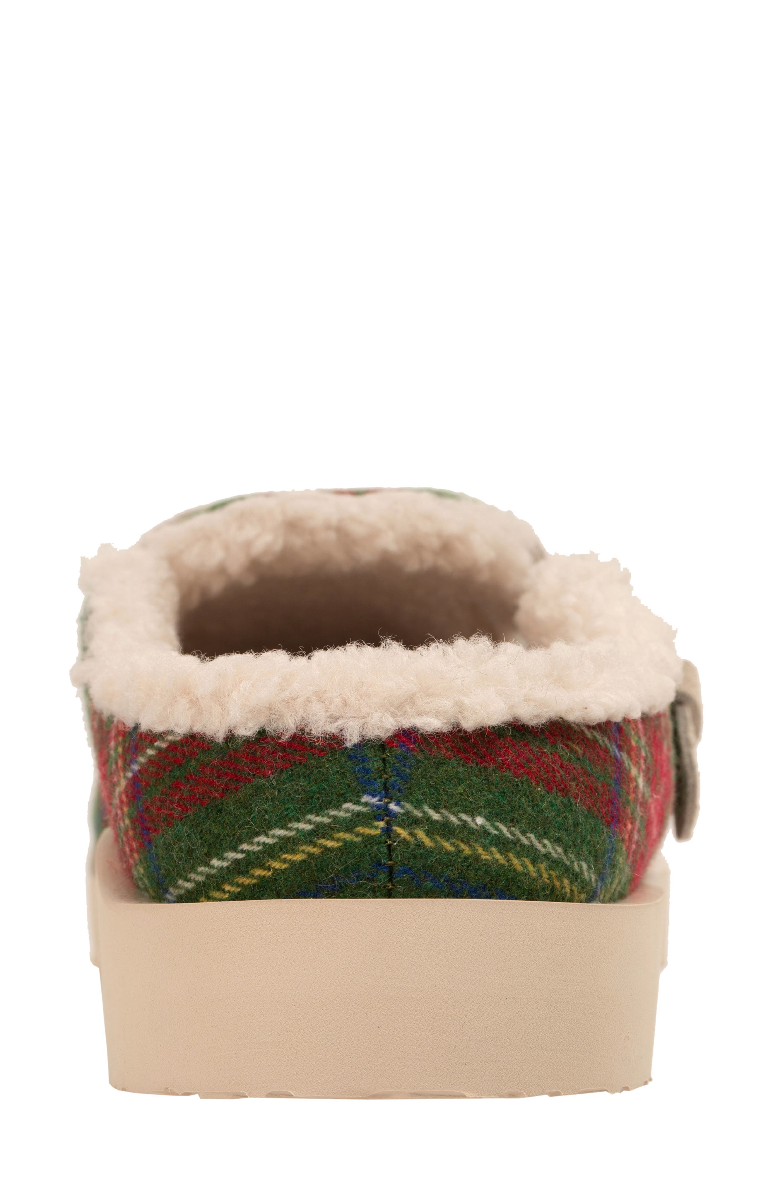 Gift Plaid Faux Shearling Lined Slipper, Alternate, color, GREEN