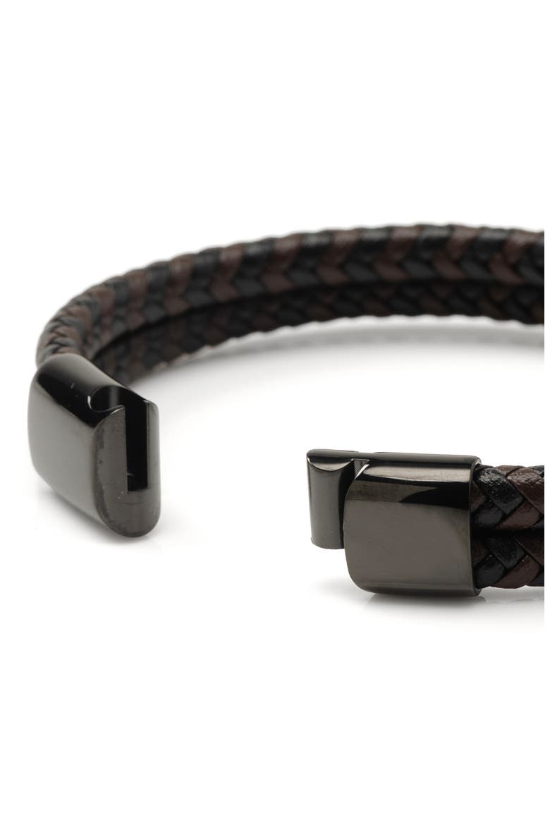 Layered Braided Leather Bracelet, Alternate, color, BROWN