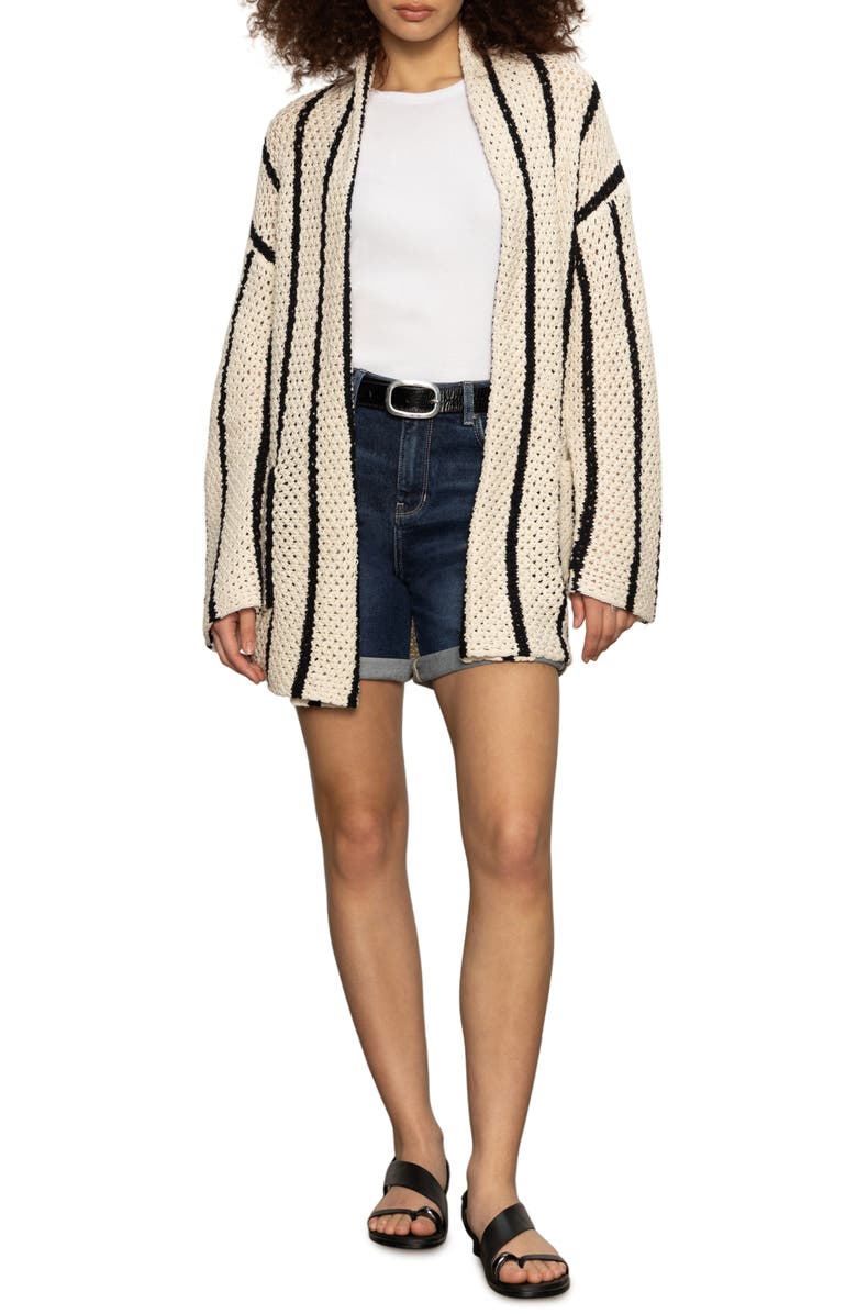 Sanctuary Open Stitch Stripe Cotton Beach Cardigan, Alternate, color, 