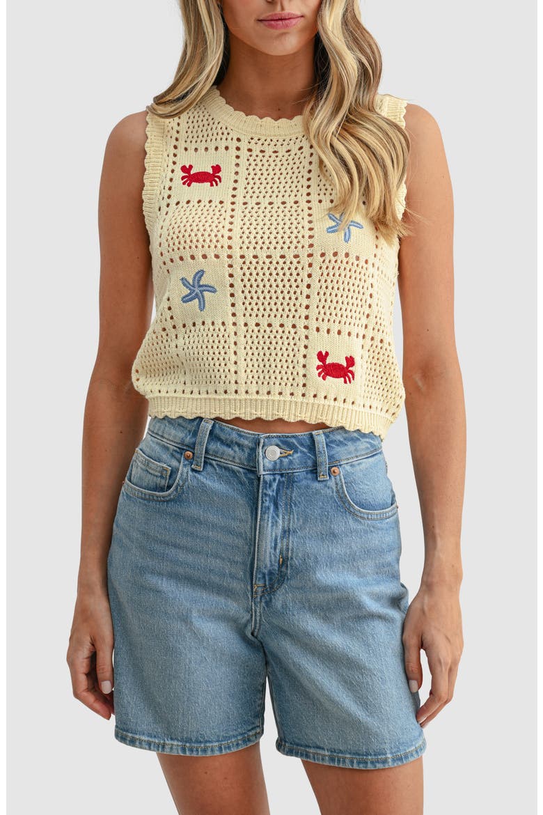 Embroidered Knit Tank, Main, color, BUTTER YELLOW