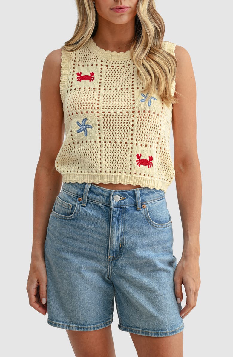 Lush Embroidered Knit Tank, Main, color, Butter Yellow