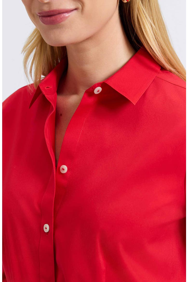 June Stretch Cotton Blend Button-Up Shirt, Alternate, color, SIMPLY RED