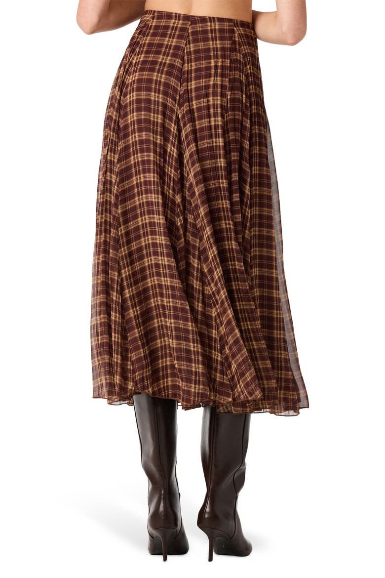 Fiori Plaid Skirt, Alternate, color, BROWN PLAID
