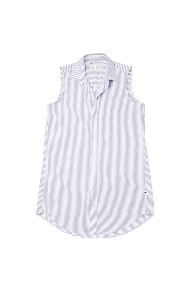Luxe Pima Sleeveless Night Shirt, Alternate, color, Simple Stripe
