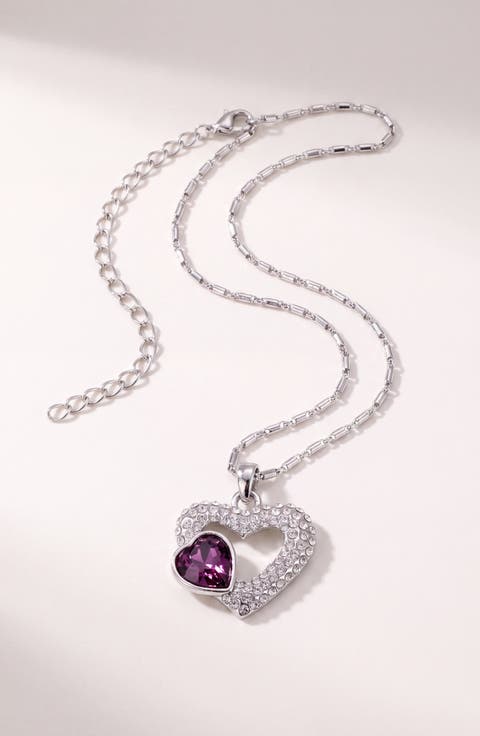 Double Heart Crystal Pendant Necklace