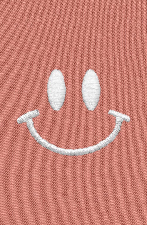 Dalix Smile Face Cropped Hoodie In Mauve