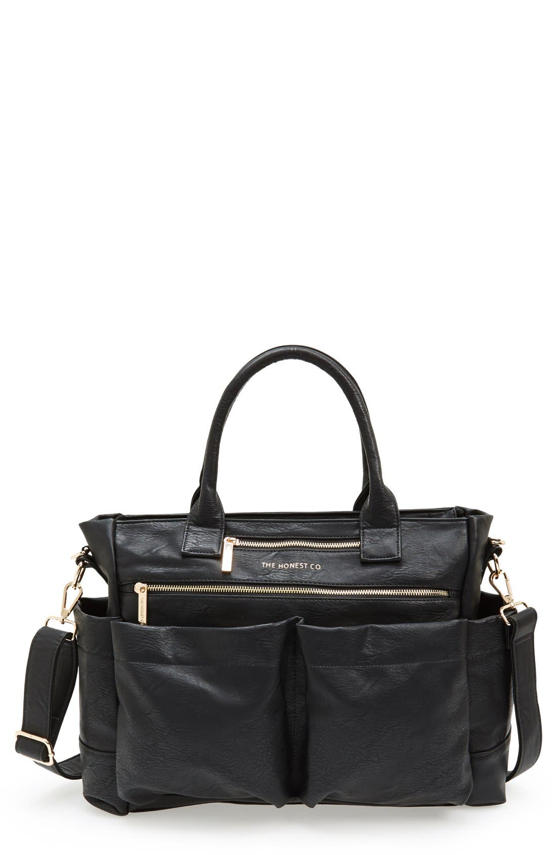 The Honest Company 'Everything' Faux Leather Diaper Bag, Main, color, 