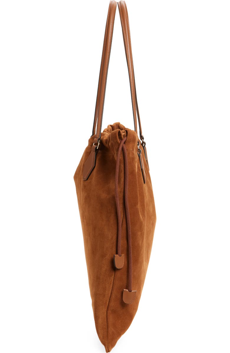 Jimmy Choo Large Drawstring Leather Tote, Alternate, color, Tan/ Light Gold