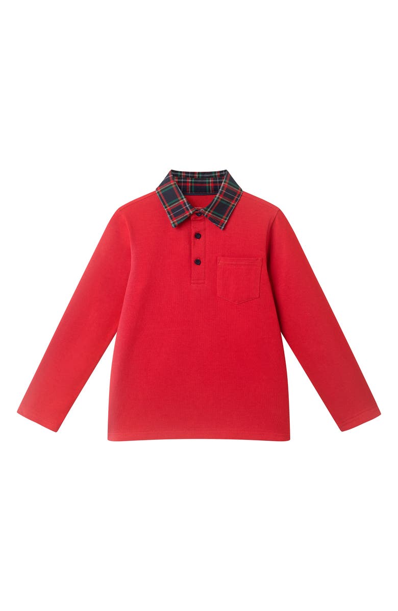 Andy & Evan Kids' Long Sleeve Polo & Pants Set, Alternate, color, Red Polo