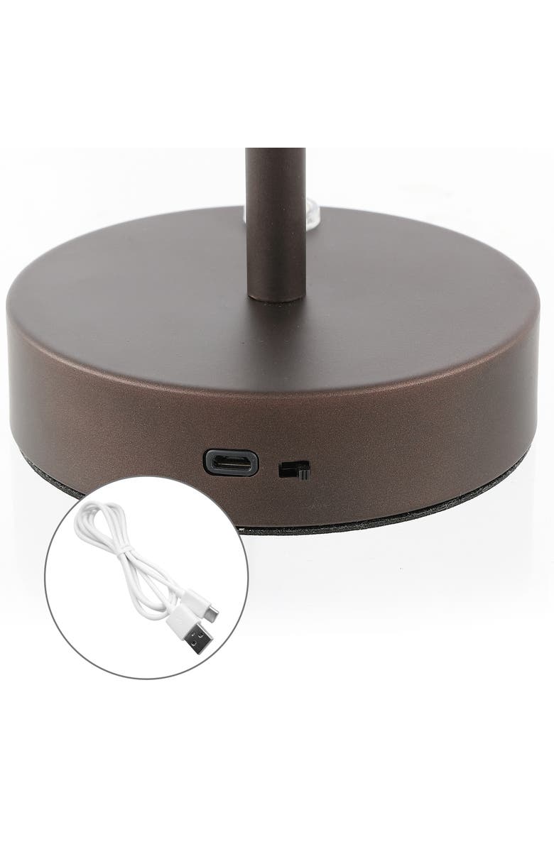 JONATHAN Y Xavier Bohemian Farmhouse Iron Rechargeable Integrated Portable LED Table Lamp, Alternate, color, Oil Rubbed Bronze