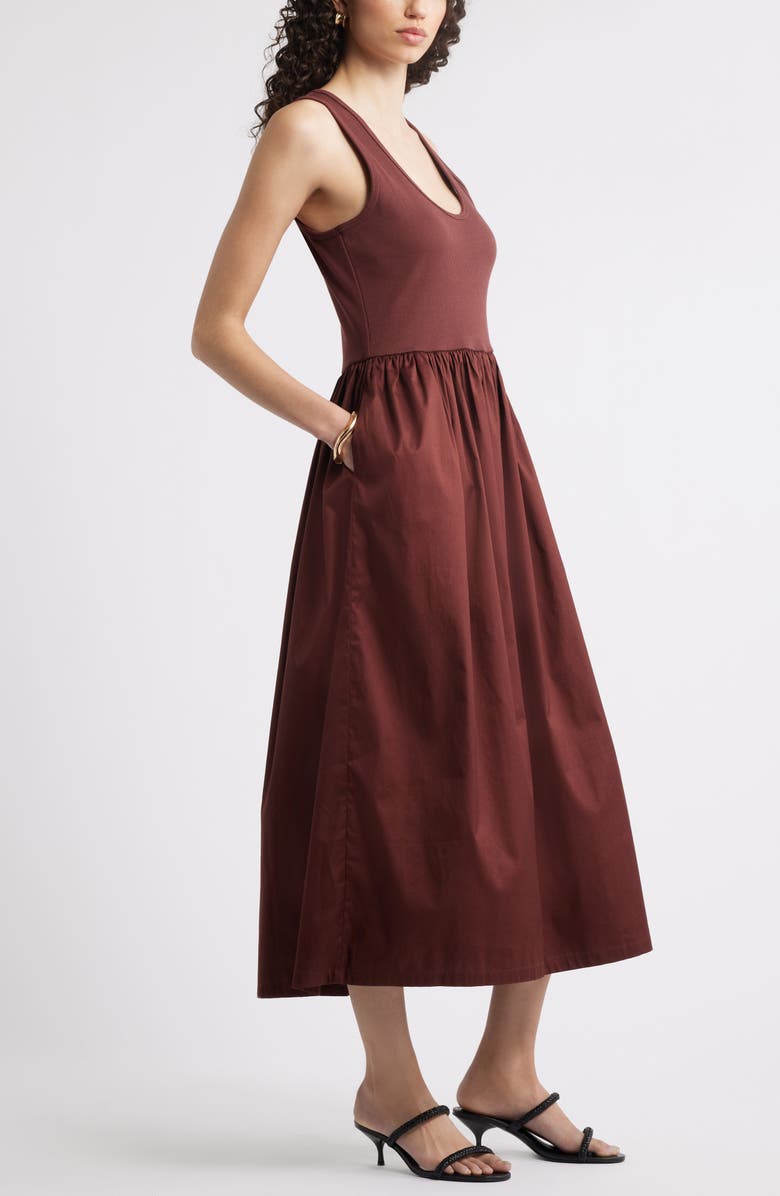 Nordstrom Mixed Media Stretch Cotton Tank Maxi Dress, Alternate, color, Brown Raisin