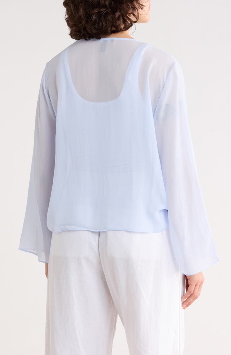 Eileen Fisher Tie Front Silk Jacket, Alternate, color, Bellflower