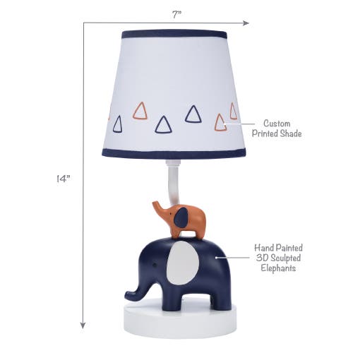 Lambs & Ivy Playful Elephant Nursery Lamp With Shade And Light Bulb In Blue