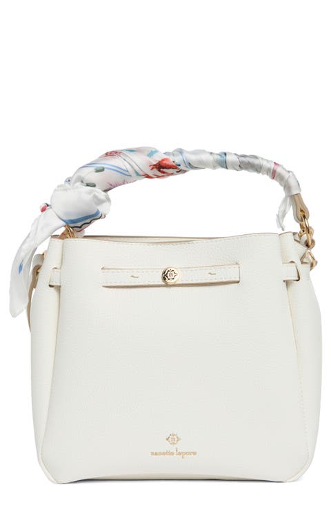 Scarf Trim Belted Bucket Bag