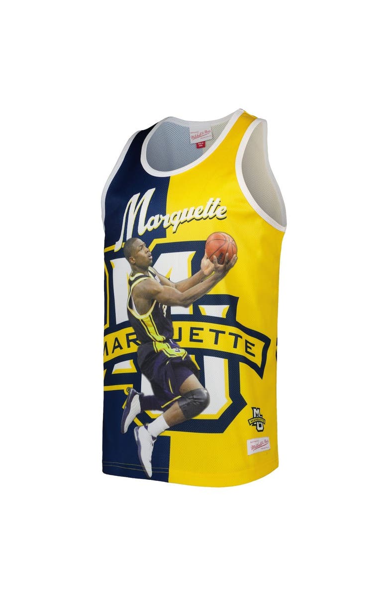Mitchell & Ness Men's Mitchell & Ness Dwyane Wade Blue/Gold Marquette Golden Eagles Sublimated Player Tank Top, Alternate, color, 