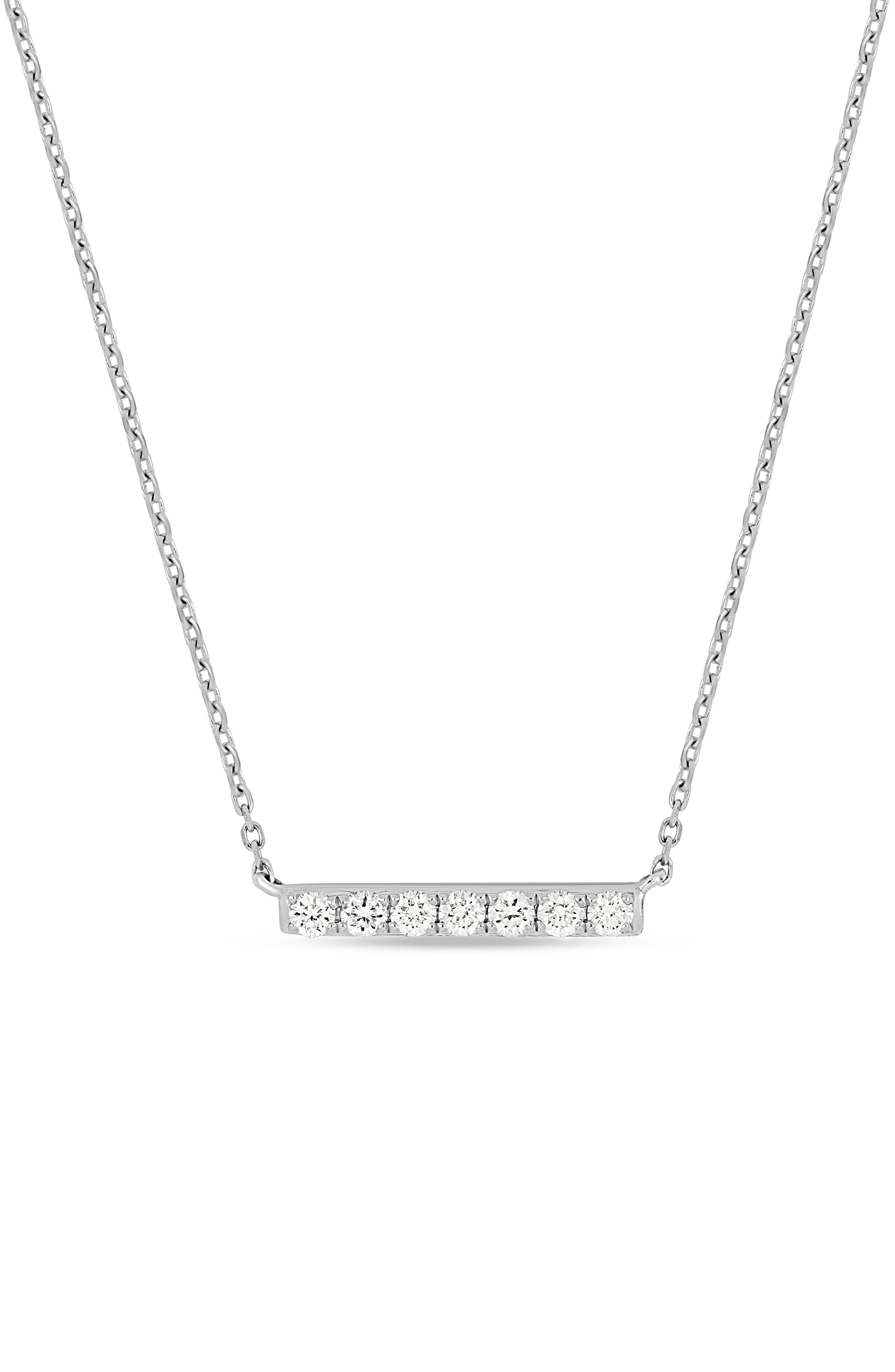 Bony Levy 18K White Gold Diamond Bar Pendant Necklace