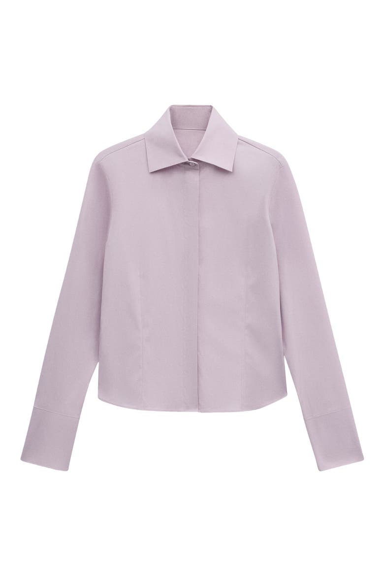 Fitted Crop Button-Up Shirt, Alternate, color, LILAC