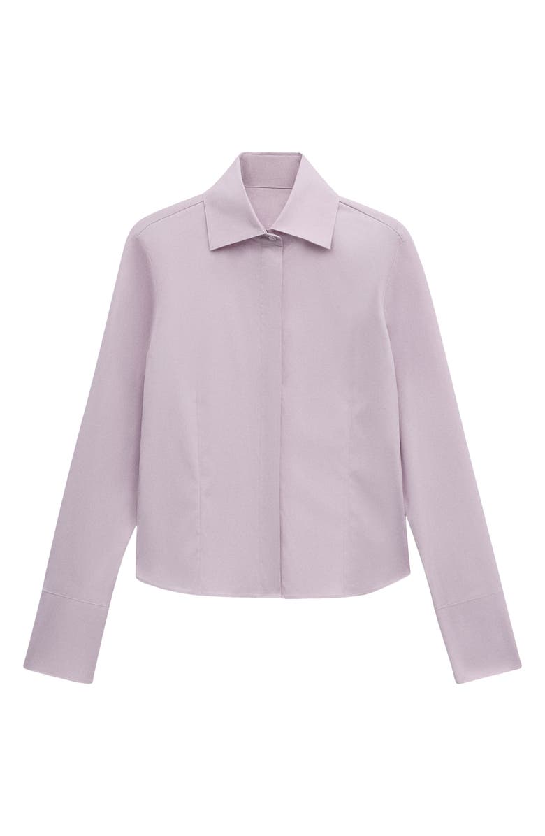 MANGO Fitted Crop Button-Up Shirt, Alternate, color, 