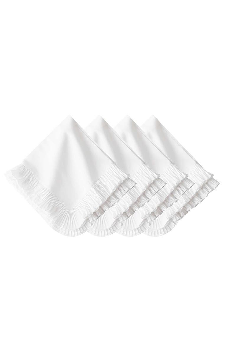 Juliska Mademoiselle Set of 4 Cotton & Linen Napkins, Main, color, White Truffle