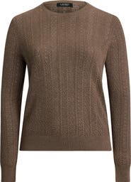 Lauren Ralph Lauren Pointelle Stitch Cotton Blend Sweater