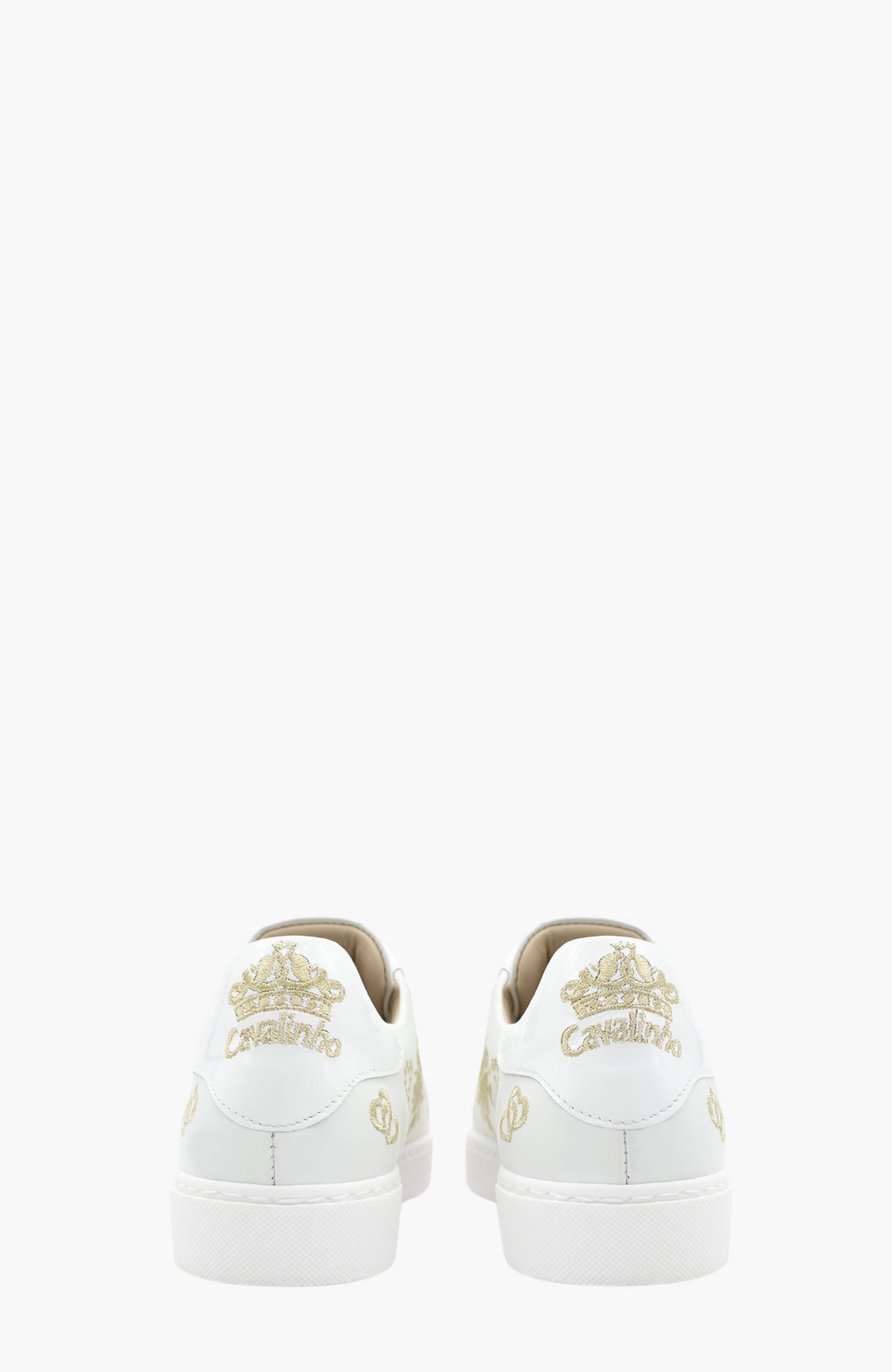 Golden Love Leather Sneakers, Alternate, color, White
