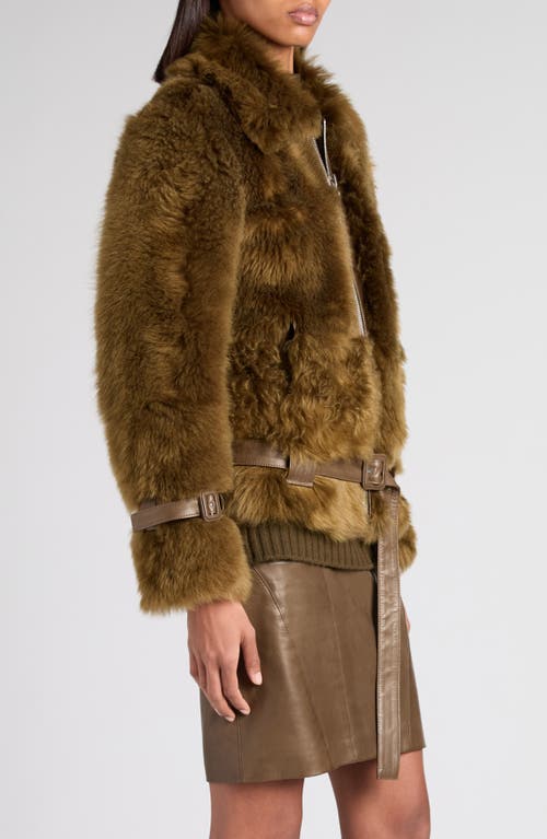 Tom Ford Women Brown Jacket With Adjustable Belt On The Waist In Fur Woman In Green