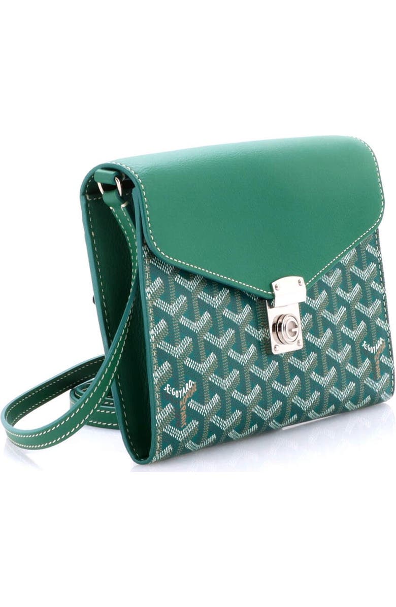 Pre-Owned Goyard Chypre Wallet on Strap Coated Canvas with Leather, Alternate, color, Green
