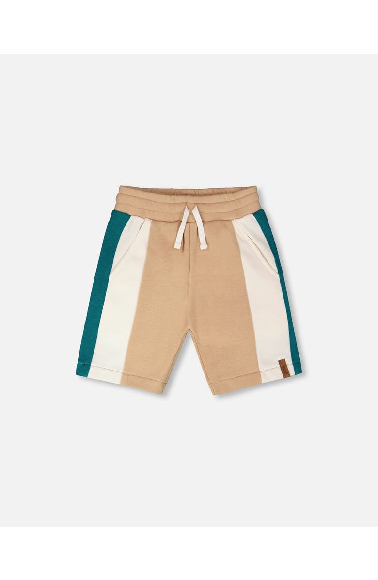 Deux par Deux Sporty French Elastic Waistband Terry Shorts, Main, color, Beige