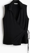 H&M Linen-blend Wrap Top
