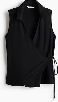 H&M Linen-blend Wrap Top