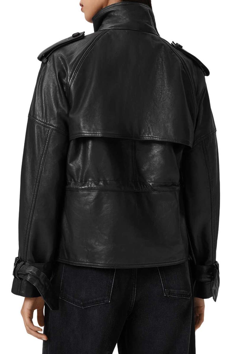 AllSaints Serne Leather Jacket, Alternate, color, Black
